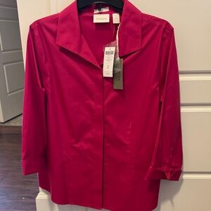 Chico's raspberry no iron blouse in raspberry rush